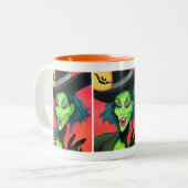 Whimsical Halloween Hexe Zweifarbige Tasse (Vorderseite Links)