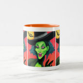 Whimsical Halloween Hexe Zweifarbige Tasse (Mittel)
