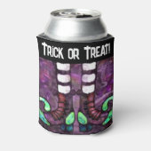 Whimsical Halloween Hexenstiefel Lila grün Dosenkühler (Kanne Rückseite)