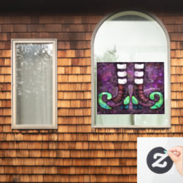 Whimsical Halloween Hexenstiefel Lila-grün Fensteraufkleber