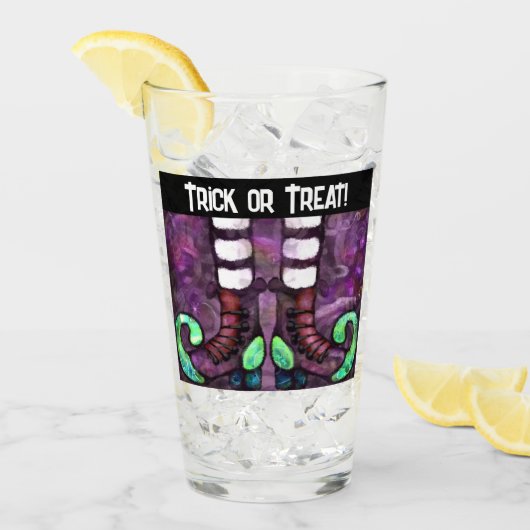 Whimsical Halloween Hexenstiefel Lila grün Glas (Vorderseite Ice)