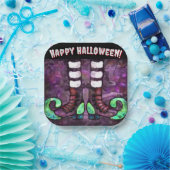 Whimsical Halloween Hexenstiefel Lila grün Pappteller (Party)