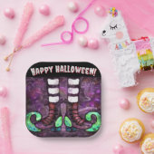 Whimsical Halloween Hexenstiefel Lila grün Pappteller (Party)