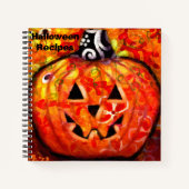 Whimsical Halloween Kürbislaterne Blumenrezept Notizblock (Vorderseite)