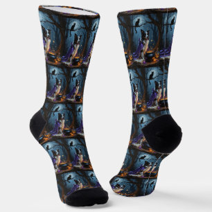 Whimsical Halloween-Malerei eines Border Collie-Hu Socken