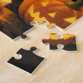 Whimsical Halloween-Malerei mit schwarzer Katze Puzzle (Seite)