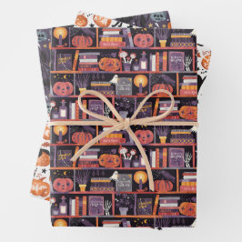 Whimsical Halloween Pumpkins Set von drei Geschenkpapier Set