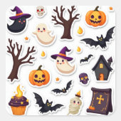 Whimsical Halloween Sticker Sheet – Cute Ghosts (Vorderseite)