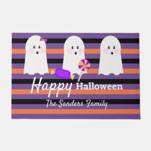 Whimsical Halloween Süße Familie Geist Streifen Fußmatte