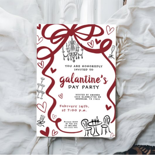 Whimsical Hand Draentine Party Einladung