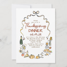 Whimsical Hand Drafall Erntedank Abendessen Einladung
