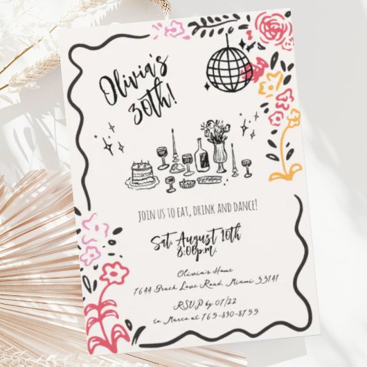 Whimsical Hand Dragle Birthday Party Einladung