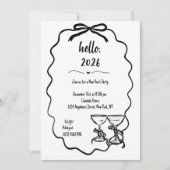 Whimsical Hand Dragon Champagner Silvester Party Einladung (Vorderseite)