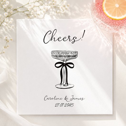 Whimsical Hand Dragon Champagner Toast mit Bogen Serviette