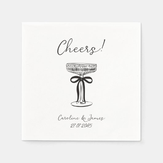 Whimsical Hand Dragon Champagner Toast mit Bogen Serviette (Vorderseite)