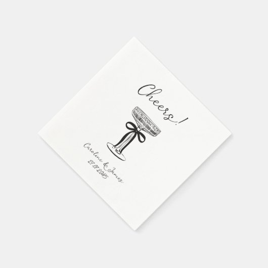 Whimsical Hand Dragon Champagner Toast mit Bogen Serviette (Ecke)