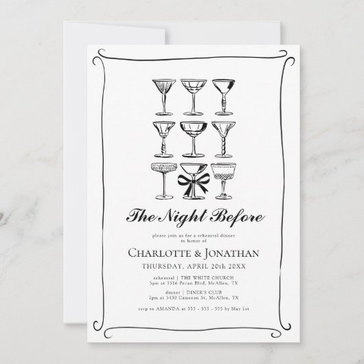 Whimsical Hand Dragon Martini Probe Abendessen Einladung (Vorderseite)