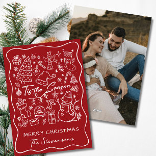 Whimsical Hand Dragon Red & White Foto Weihnachten