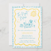 Whimsical Hand Dragon Yellow Wavy Probe Dinner Einladung (Vorderseite)