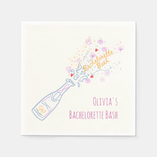 Whimsical Hand Drain Floral Junggeselinnen-Abschie Serviette (Vorderseite)