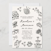 Whimsical Hand Draodles Probe Dinner Einladung (Vorderseite)