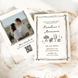 Whimsical Hand Draodles Probe Dinner Einladung