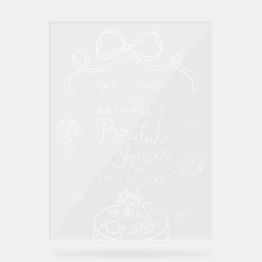 Whimsical Hand Draw Brautparty Willkommen Acrylschild (Vorderseite)