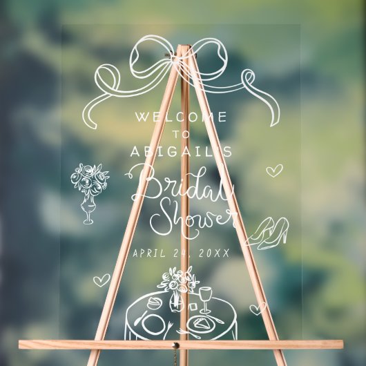 Whimsical Hand Draw Brautparty Willkommen Acrylschild (Neutral)
