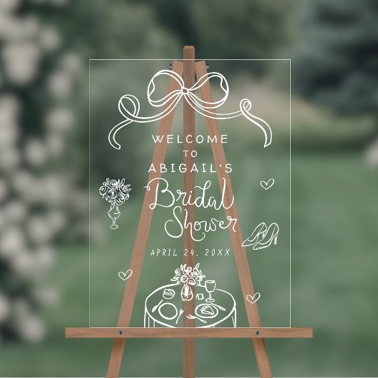 Whimsical Hand Draw Brautparty Willkommen Acrylschild