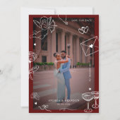 Whimsical Hand Drawing 2 Foto Fun Scribble Hochzei Save The Date (Vorderseite)