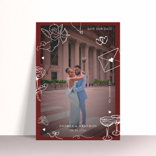 Whimsical Hand Drawing 2 Foto Fun Scribble Hochzei Save The Date