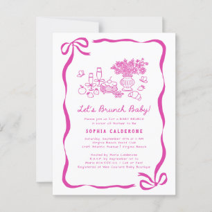 Whimsical Hand Drawing Baby Dusche Brunch Postkart Postkarte