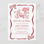 Whimsical Hand Drawing Baby Dusche Brunch Postkarte (Vorderseite)