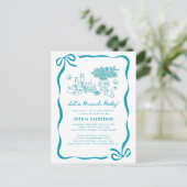 Whimsical Hand Drawing Baby Dusche Brunch Postkarte (Stehend Vorderseite)