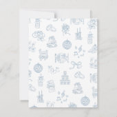 Whimsical Hand Drawing Blue Illustriert Qr Code RSVP Karte (Rückseite)