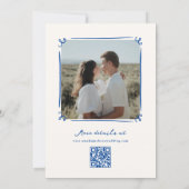 Whimsical Hand Drawing Blue Save the Date QR Code Einladung (Rückseite)