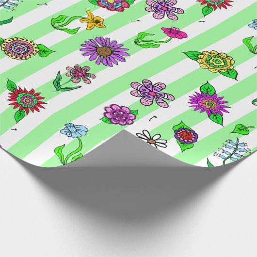 Whimsical Hand Drawing Blume Geschenkpapier (Ecke)