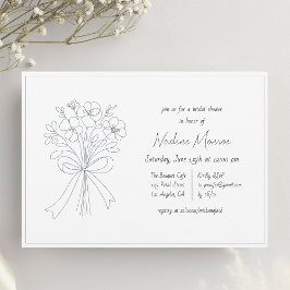 Whimsical Hand Drawing Blume und Bow Brautparty Einladung