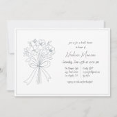 Whimsical Hand Drawing Blume und Bow Brautparty Einladung (Vorderseite)