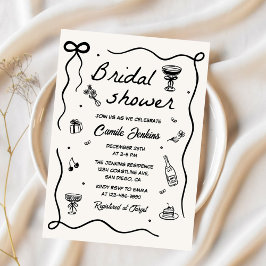 Whimsical Hand Drawing Brautparty Einladung