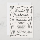 Whimsical Hand Drawing Brautparty Einladung (Vorderseite)