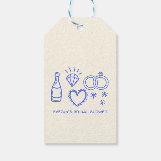 Whimsical Hand Drawing Brautparty Geschenkanhänger (Rückseite)