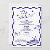 Whimsical Hand Drawing Cocktail Junggeselinnen-Abs Einladung (Rückseite)