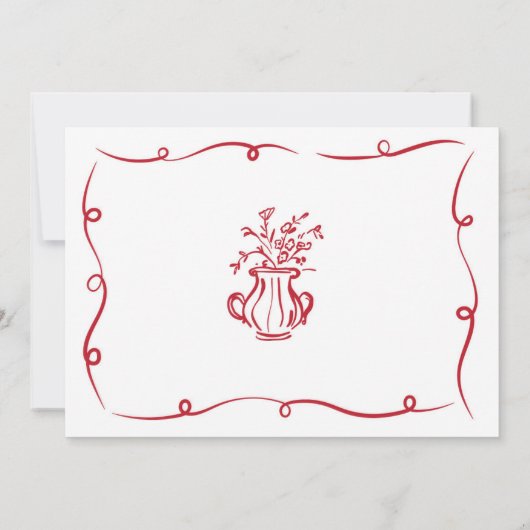 Whimsical Hand Drawing Französisches Foto der Anhä Einladung (Rückseite)