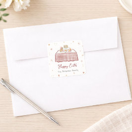 Whimsical Hand Drawing Frühjahr Osterbrunch Quadratischer Aufkleber