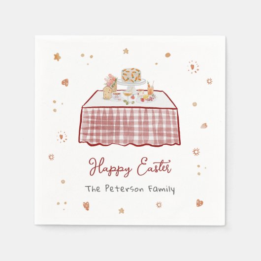 Whimsical Hand Drawing Frühjahr Osterbrunch Serviette (Vorderseite)
