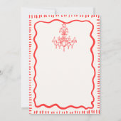 Whimsical Hand Drawing Fun Red Wavy Probe Dinner Einladung (Rückseite)