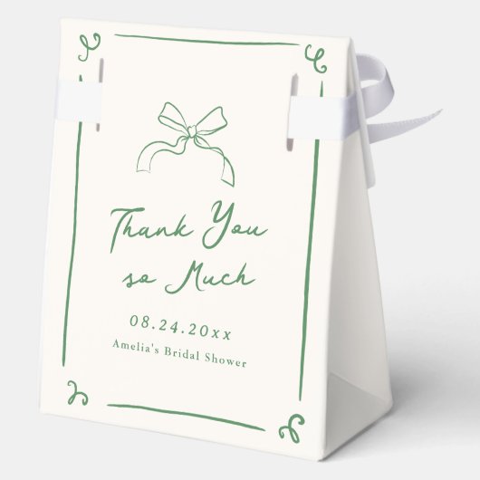 Whimsical Hand Drawing Green Brautparty Geschenkschachtel (Rückseite)