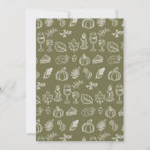 Whimsical Hand Drawing Green Erntedank Dinner Einladung (Rückseite)