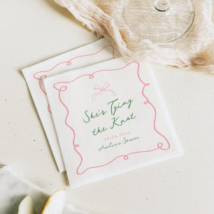 Whimsical Hand Drawing Green & Pink Dusche Serviette